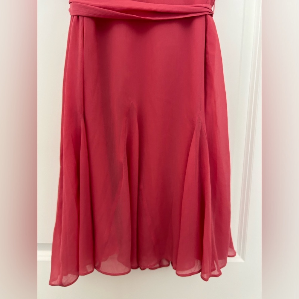 Ralph Lauren Rose Crinkle Georgette Surplice Dress (Size 12) - Picture 9 of 11